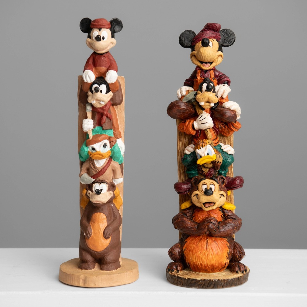 Disney Wilderness Lodge Totem Pole 2pc Figurine Mickey Mouse Collectible Statue